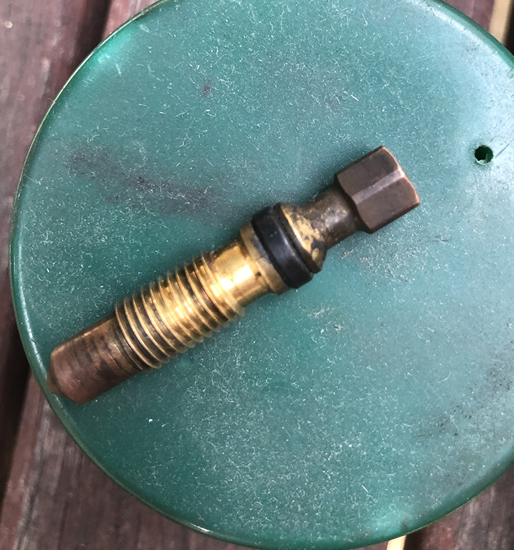 Worn O ring on a Mk1 Golf idle adjustment screw.