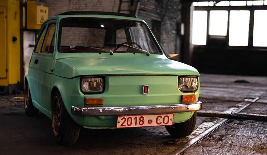 Green Fiat 126 classic car
