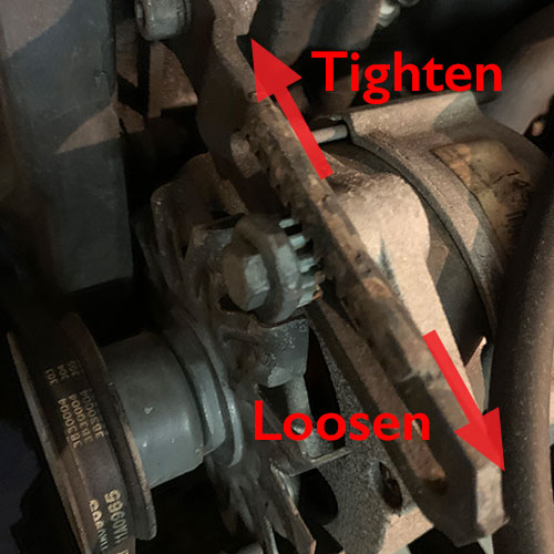 Tighten or loosen the alternator belt