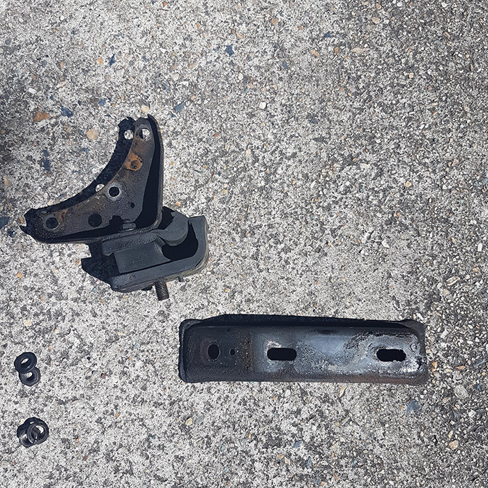 Separated engine mount and brackets